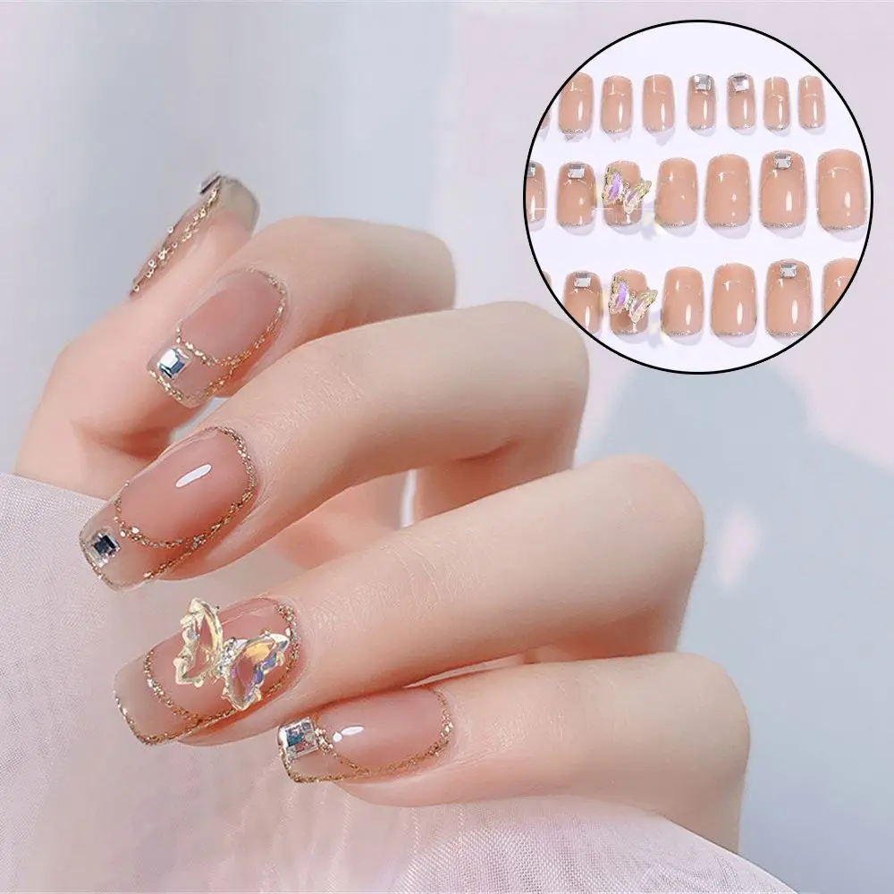 

Модный Инструмент для красоты накладные ногти балерины полное покрытие Квадратные алмазные накладные ногти бабочки патч для ногтей