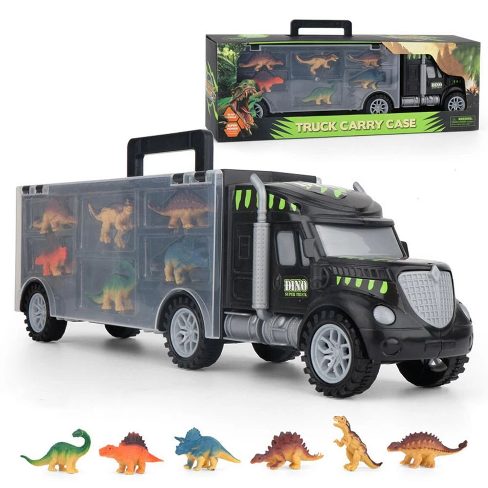 Juguetes de dinosaurio para niños, camión transportador de transporte de  40cm, coches de juguete, vehículos de tracción, Mini modelo de dinosaurio,  figura de Mundo Jurásico, regalo para niños|Juguete fundido a presión y