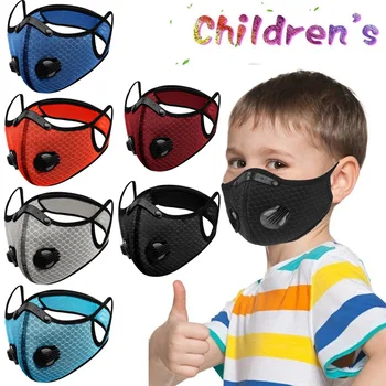 

Cycling Face Mask Child Black Mouth Caps with Filters 2 Exhaust Valves Washable Reusable PM2.5 Mascarillas Sport Face Shield