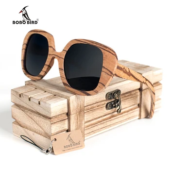 

BOBO BIRD Original Sun Glasses Men Polarized Oversize Zebra Wood Sunglasses Women Steampunk AG001a Dropshipping