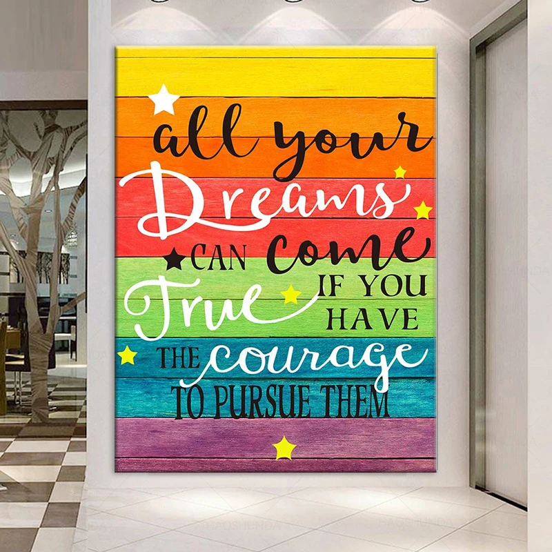 Inspirational Quotes On Canvas Wall Art All Your Dreams Can Come True” Inspirational Quote Canvas Wall Art  Inspirational Gifts Canvas Wall Art Quotes For Kids Girl Sis|Painting &  Calligraphy| - Aliexpress