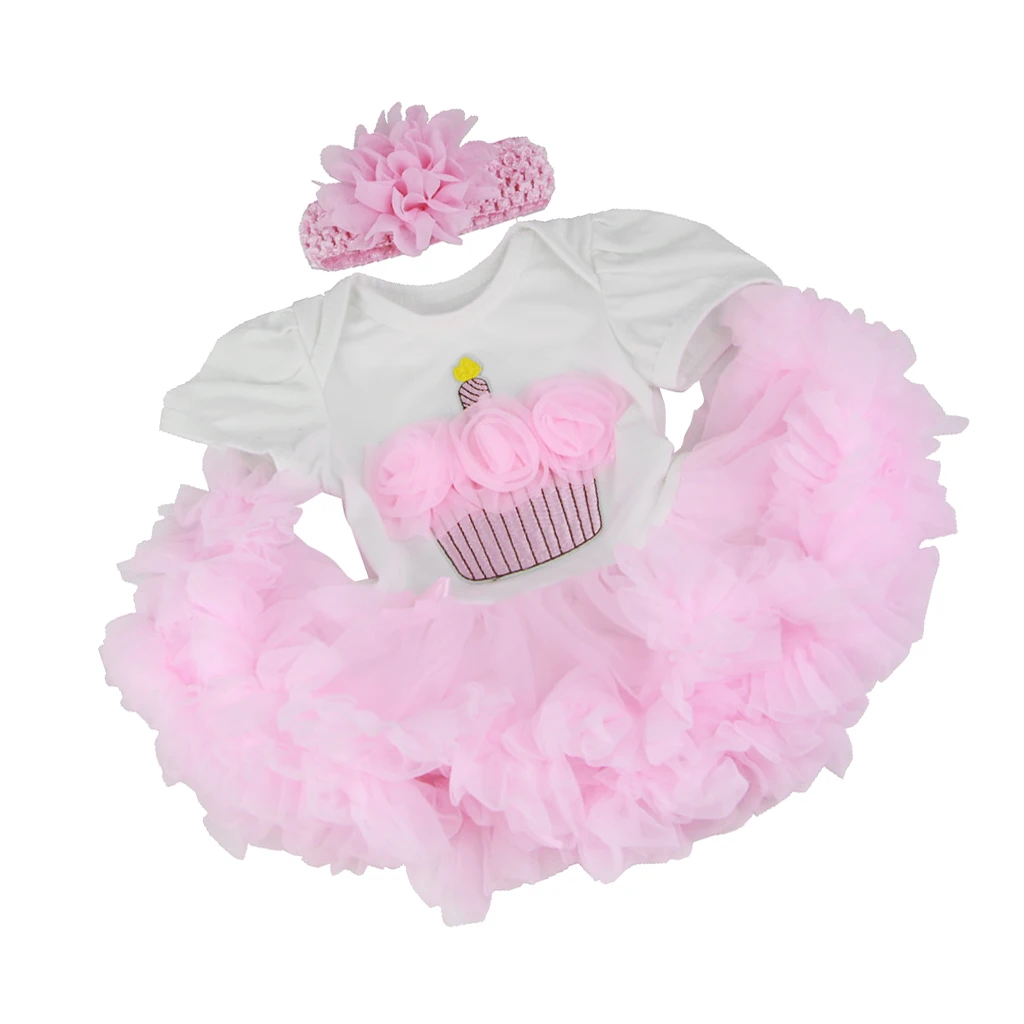 Cake Pattern Romper Tiered Skirt Clothes For 22-23inch Reborn Baby Girl Doll