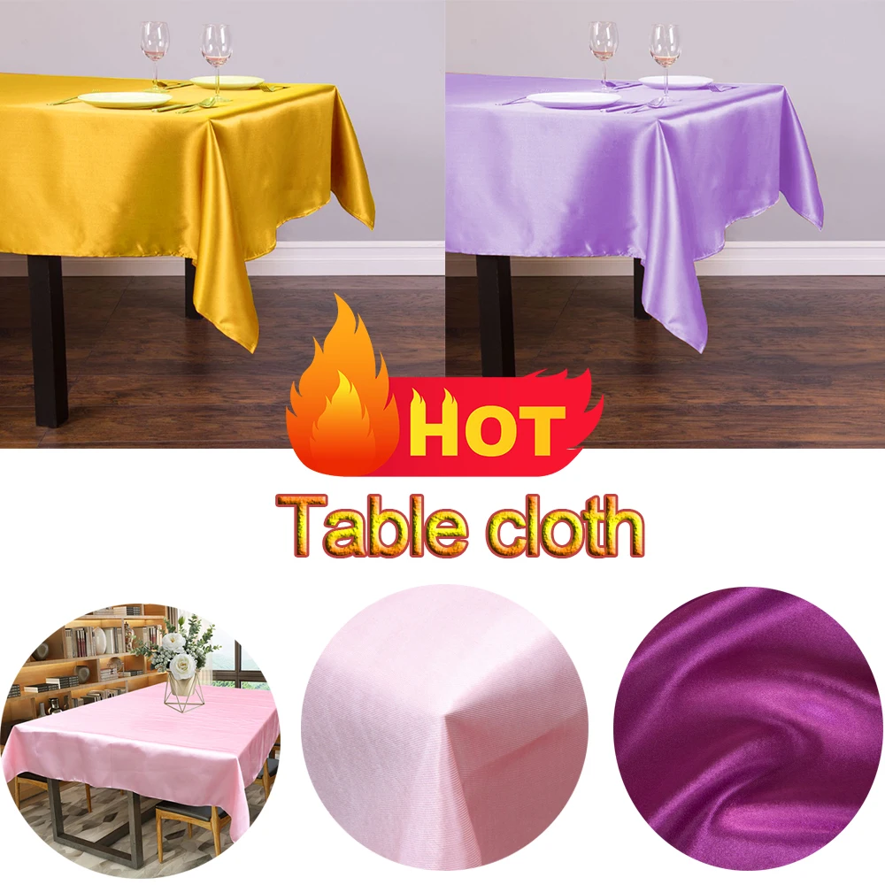 

Rectangular 145x304cm Tablecloth Satin Solid Waterproof Table Cloth For Home Party Banquet Wedding Christmas Wedding Decorations