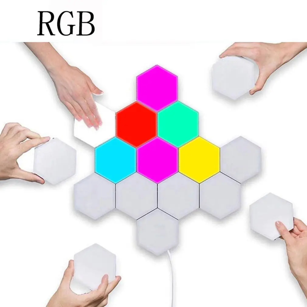 Цветная (RGB) светодиодный сенсорный светильник креативный Ночной с шестигранной