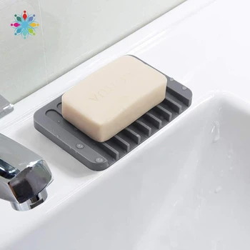 

1Pcs Easy Cleaning Flexible Silicone Soap Dish Soap Saver Waterfall Anti-Slip Design Soap Holder For Shower Kitchen Bathroom TLS