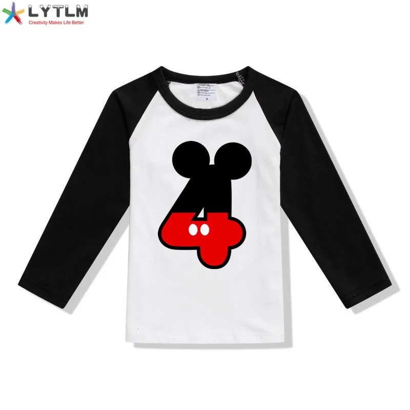 LYTLM рубашки для маленьких девочек топы для девочек 5-9 лет, футболка с длинными рукавами и рисунком детская одежда с дизайном «Микки», Детская футболка Anniversaire Enfant