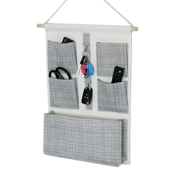 

Wall Wardrobe Closet Hanging Organizer For Key Sundries Cotton Linen Storage Organiser For Clothes Underwear Cloth Organizer