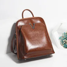 Гуанчжоу стиль кожаный рюкзак-Стиль масло воск кожа рюкзак Для женщин ретро школьная сумка Для женщин