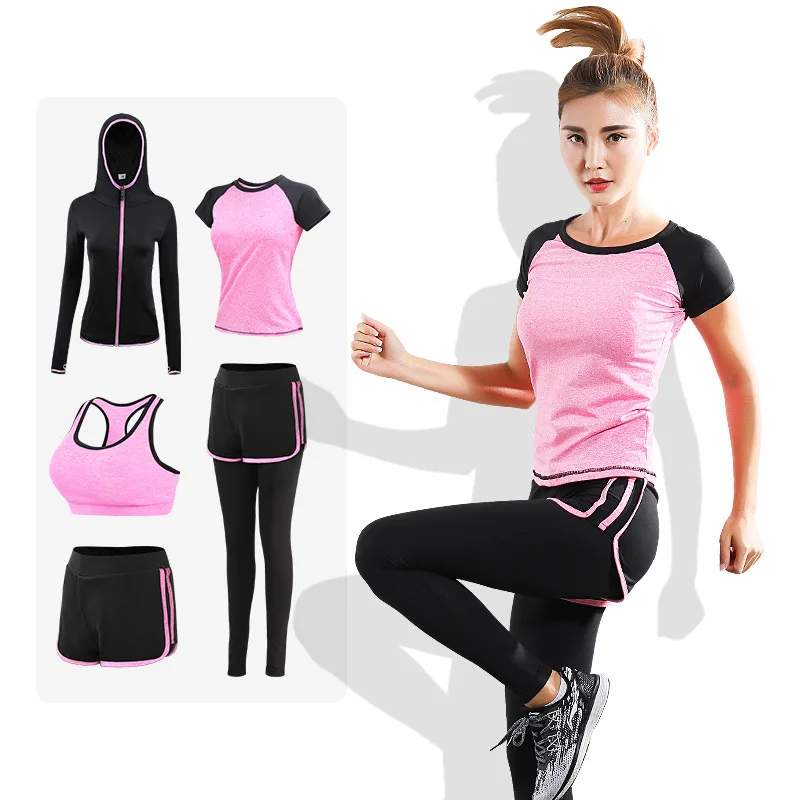

2019 New Style Spring And Summer Yoga Clothes Suit Women's Gym Running Quick-Dry Loose And Plus-sized Profession Sports Fitness