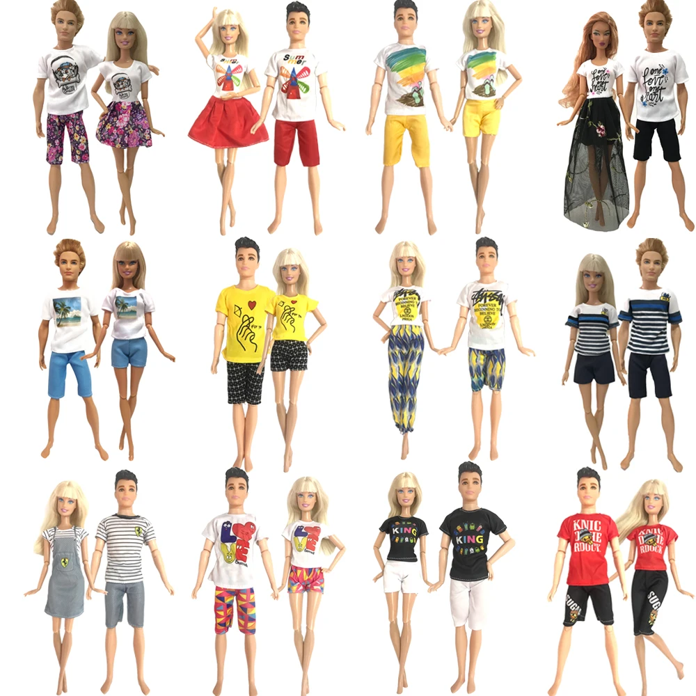 Nk New Couple Doll Dress For Barbie Doll For Ken Doll Clothes Boys Girls Doll Shirt Pants Fashion Wear Accessori Giocattoli Per Bambini Jj