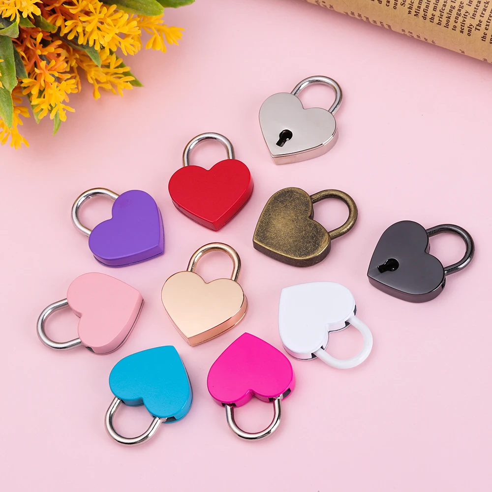 

1PC HOT Vintage Heart Shaped Padlock Antique Style Lock Diary Protector Mini Colourful Travel Suitcase Luggage Security Tools
