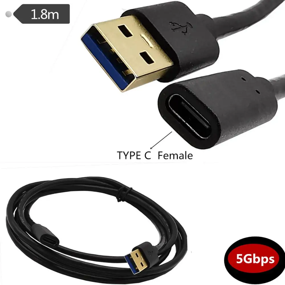 USB A к C Кабель адаптер тип 3 0 папа type Женский конвертер данных и зарядки для