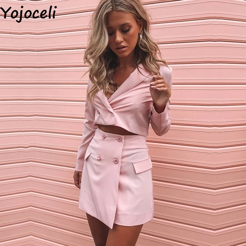 Yojoceli сексуальный осенний элегантный крутой костюм с юбкой женский зимний офисный костюм красный костюм женский крутой Повседневный короткий костюм с юбкой