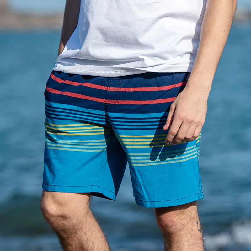 Стиль мужские пляжные брюки Европа и Америка Мода пряжа окрашенная в полоску шорты специально для мужчин шорты