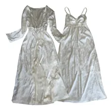 Новая модная женская шелковая пижама с жаккардовым цветочным узором, сексуальная Длинная Ночная рубашка на бретельках+ длинный халат, пижама из двух предметов, Роскошный домашний костюм для женщин