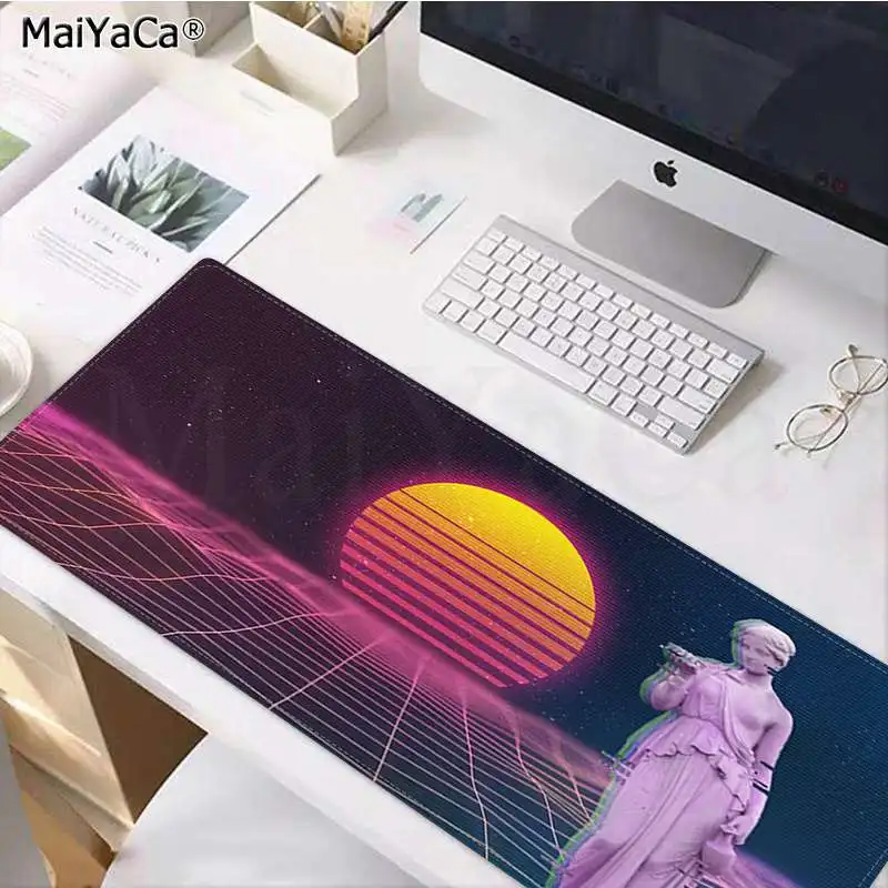 MaiYaCa дизайн ретро retrowave резиновая мышь прочный Настольный коврик для мыши резиновый ПК компьютерный игровой коврик для мыши - Цвет: Lock Edge 30x80cm