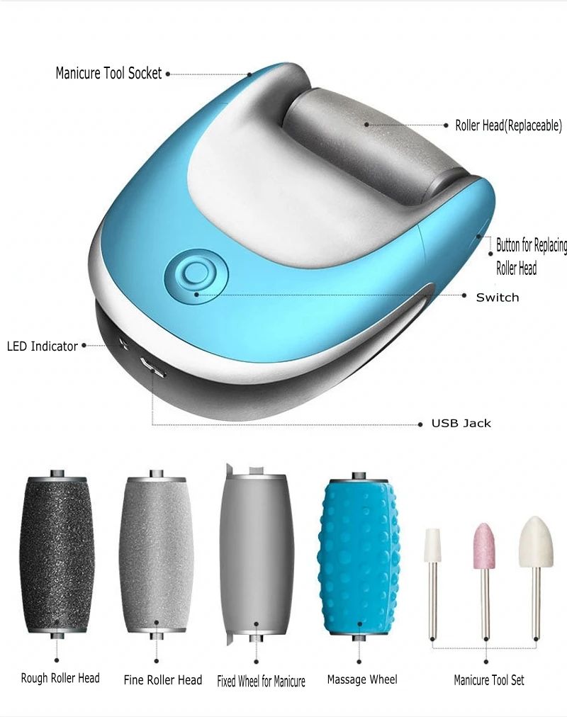 

Electric Pedicure Manicure Feet Massage Tool Corn Callus Remover Foot File Heel Dead Skin Grinder Multifunctional Foot Care Tool