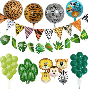 

Baby Shower Jungle Safari Party Animal Tiger Lion Zebra Foil Balloons Latex Baloon Birthday Party Decorations Kids Supplies