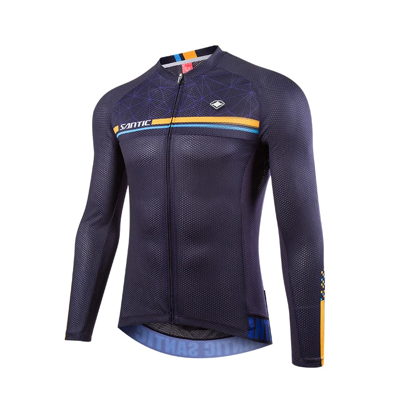 WM7C01079-Navy Santic, длинный рукав, для мужчин, для велоспорта, Джерси, дышащие, быстросохнущие, MTB, для шоссейного велосипеда, топы, весна, осень, для езды, Джерси, одежда для велоспорта - Цвет: WM7C01079-Navy