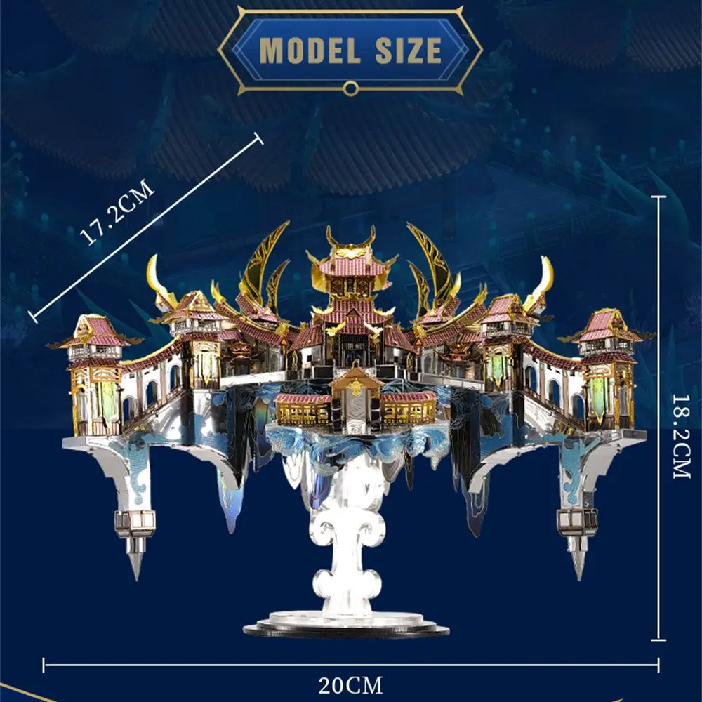 Microworld 3D Metal DIY Puzzle Dragon Palace Buildings Model Kits Assemble Jigsaw Desktop Decoration Toys Gift For Adult Teen 6