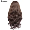 Anogol Dark Brown Natural Wave Straight Wigs For Women Heat Resistant High Temperature Fiber Synthetic Lace front Wig ► Photo 3/6