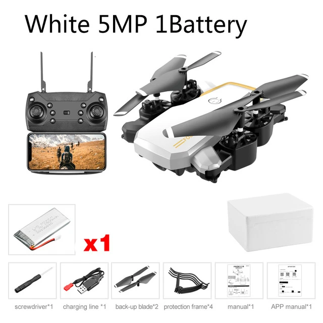 LF609 Дрон 4K с HD камерой wifi 1080P двойная камера следуя за мной Квадрокоптер FPV Профессиональный Дрон долгий срок службы батареи игрушка для детей - Цвет: White 5MP 1B