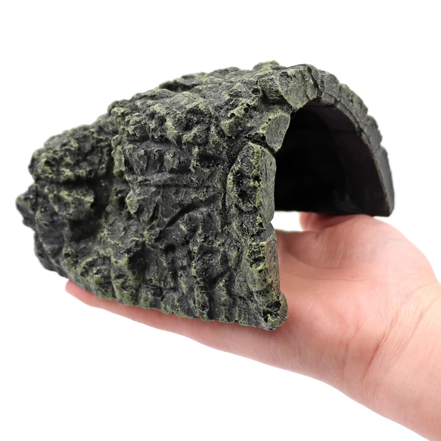 Fish Hiding Cave Aquarium Non-Toxic High Simulation Crawling Turtle Reptile Basking Hide Habitat Tank Decoration Ornament 3