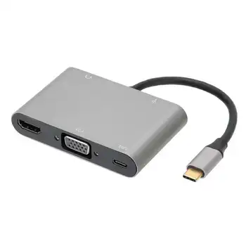 

Hub 5-in-1 Type-C Hub Type-C to HDMI+VGA+Audio+USB+PD Adapter Converter Dock for Computer