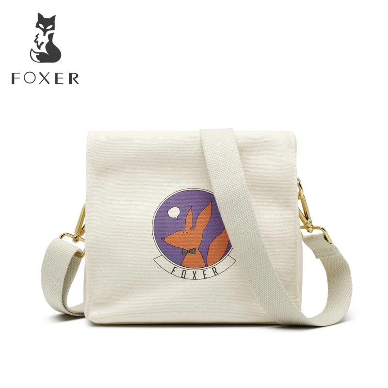 Женская тканевая сумка FOXER многоразовая через плечо с логотипом для