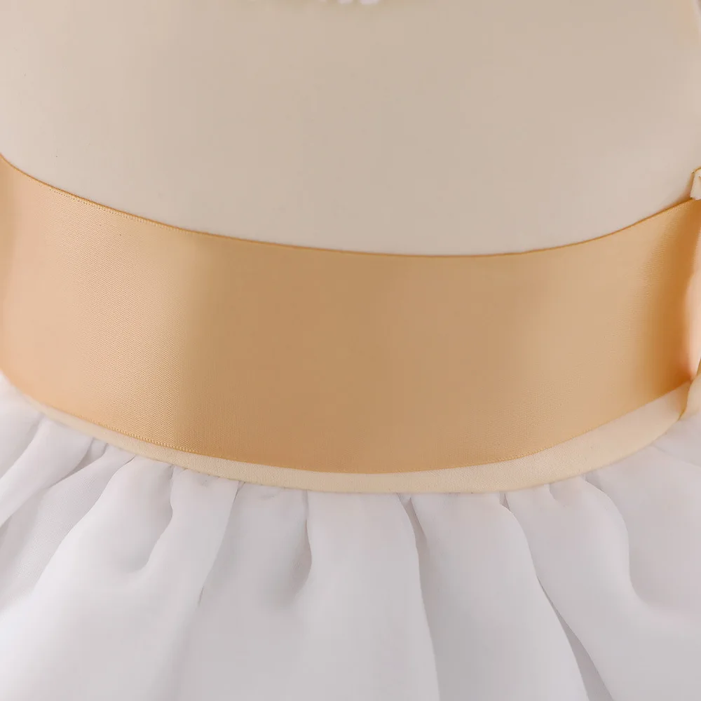 A Year of Age Baby Princess Dress Infant Hundred Days Wedding Dress Girls Mixed Colors Dress Bow Children Shirt
