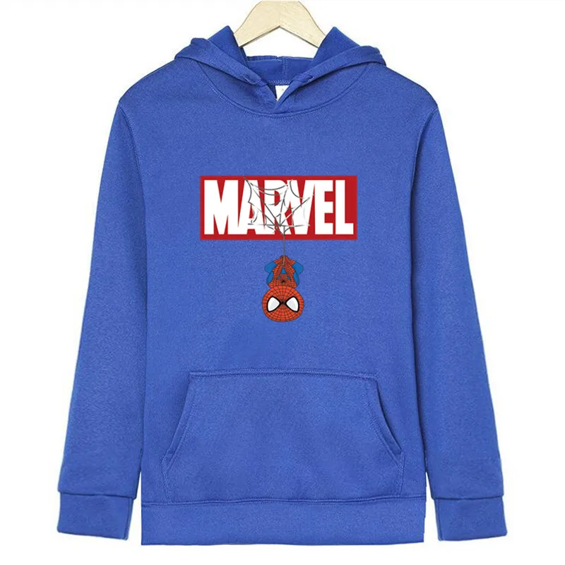 sapphire Зимние мужские Marvel Comics Человек-паук Железный человек толстовки с капюшоном осень Забавный принт Мода супергерой мультфильм уличная куртка - Цвет: sapphire