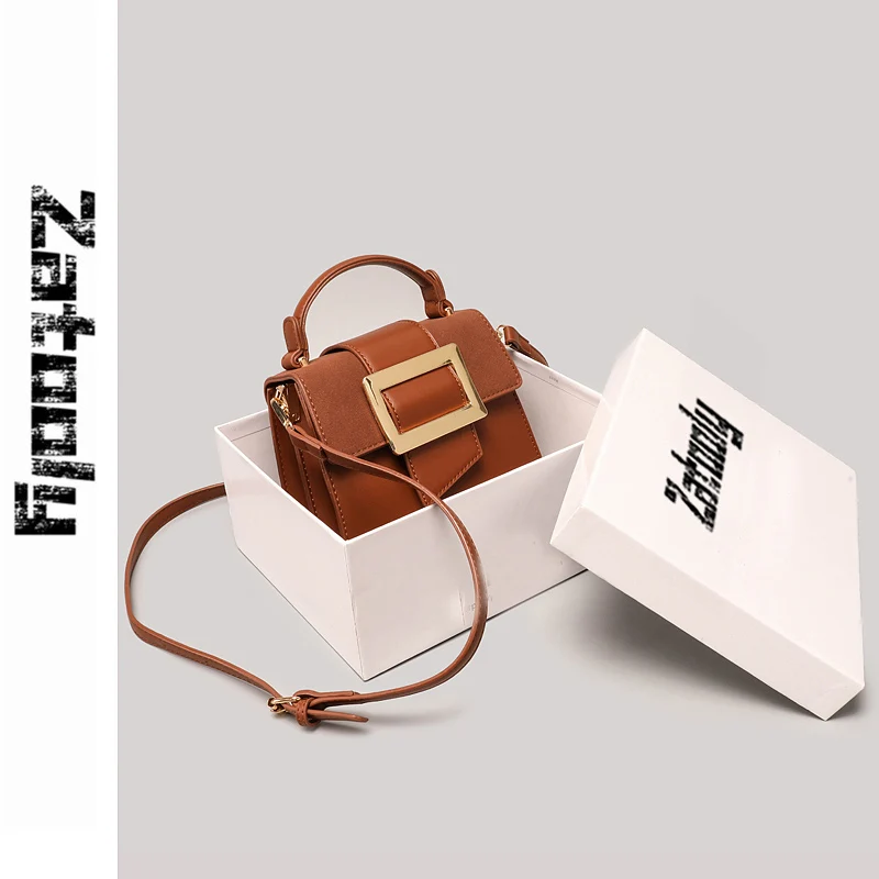 

New Style In 2019, Pure Color Bag, High-grade Feeling Bag, Oblique Straddle French Bag, Small Square Bag, Simple Atmosphere