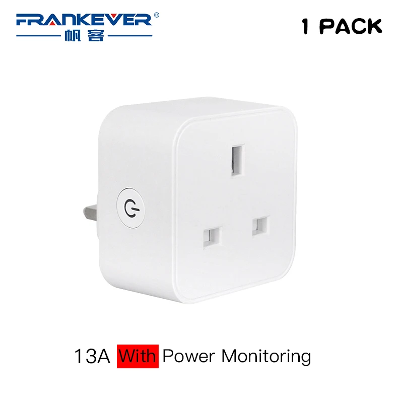 FrankEver UK Wi-Fi разъем 13A 16A умная розетка с контролем мощности стабилизатор напряжения Голосовое управление работа с Alexa Google Home - Цвет: 13A-1PC