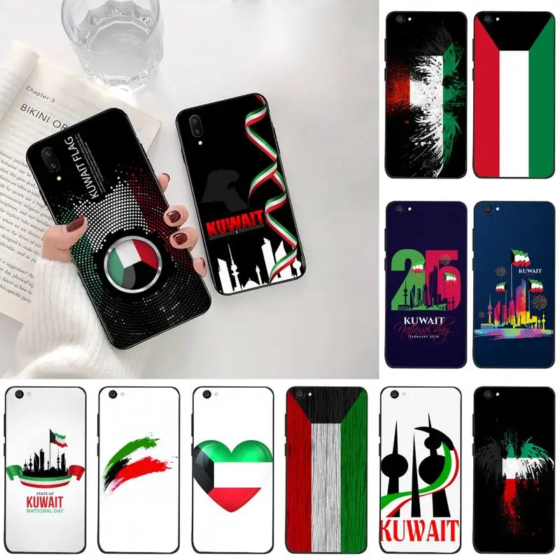 Cutewanan Happy National Day Kuwait National Flag Black Soft Phone Case