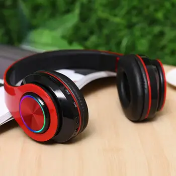 

Bluetooth 5.0 Stereo Headset Led Wireless Over Ear Foldable With Mic For PC Computer Games Laptops Headphones