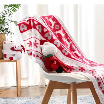 

Coral Fleece Red Xmas Snow Joyous Deer New Year Chistmas Blanket Sofa Bed TV Gift Blanket 100*80CM