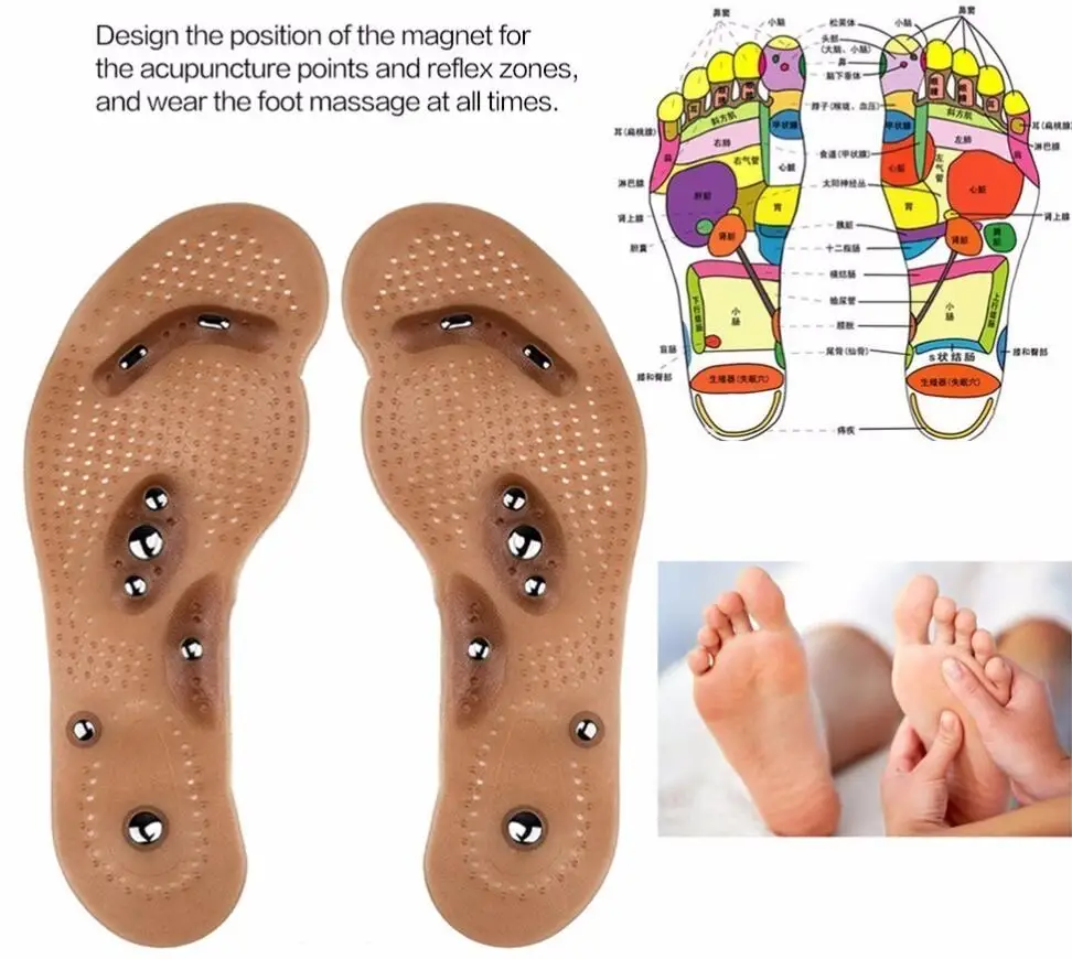 Акупрессура стельки для похудения Массажер Для Ног Магнитная терапия потеря веса колодки для обуви унисекс массаж супинатор уход за обувью колодки
