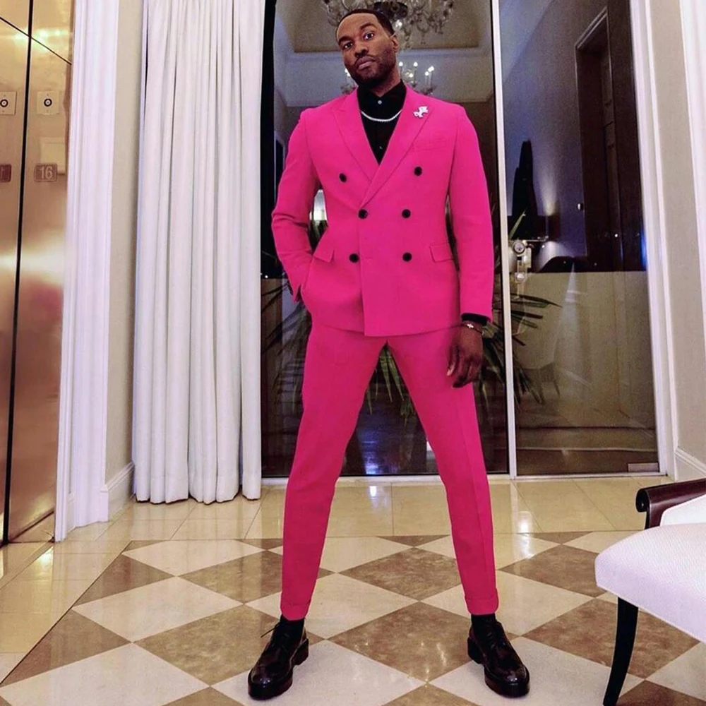

Fuchsia Mens Suits for Wedding Bridegroom Men Two Pieces Groomsmen Suit Blazer 2020 Formal Prom Party Business Jackets Pants