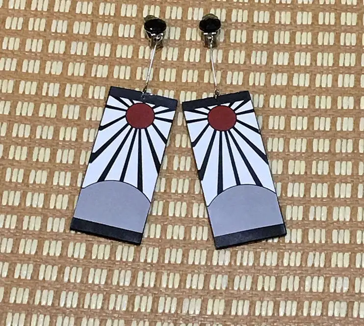 earring2 Аниме! Демон убийца: Kimetsu no Yaiba Kamado Tanjirou кимоно серьги Kamado Tanjirou косплей костюм на Хэллоуин Татуировка парик - Цвет: earring2