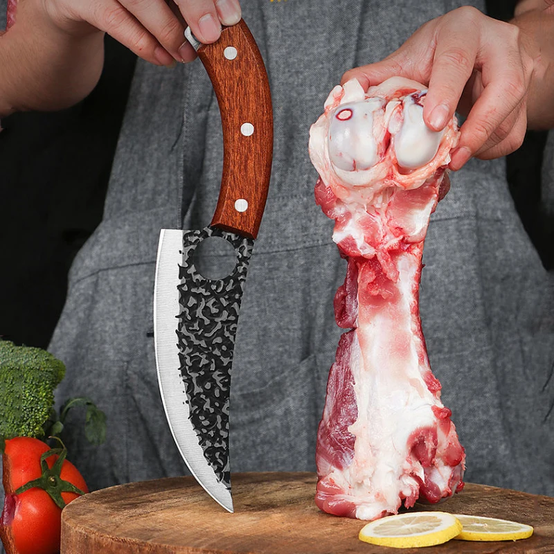 Кованый нож мясника ручной работы для готовки рыбалки мяса резак инструменты