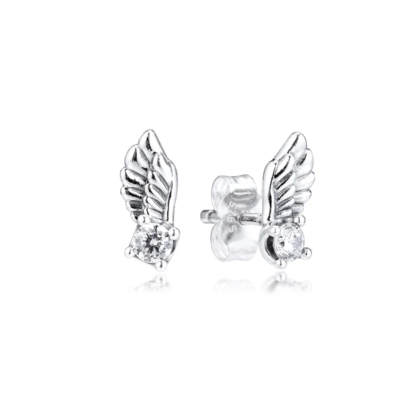 

Sparkling Angel Wing Earrings 925 Sterling Silver Jewelry For Woman Make up Fashion Female Earrings Party Jewelry Wholesale