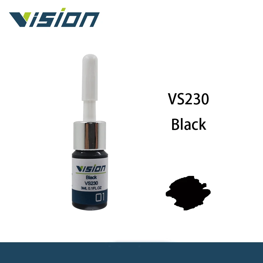 Vision VS230 черный 3 мл тату чернила набор Перманентный макияж Пигмент 10