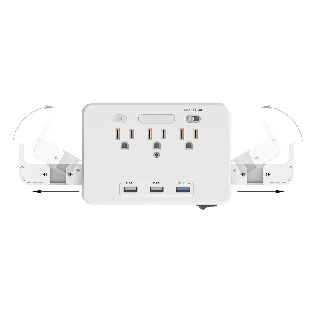 Wall Mount With Mobile Phone Holder Us Standard Wall Plug American Usb Socket Fast Charge Qc3.0 Smart Night Light