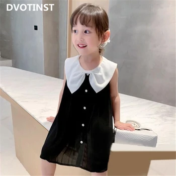 

Dvotinst Baby Girl Clothes Summer Doll Collar Sleeveless Cute Dress Costume Kids Outfits Infant Tollder Cotton Dresses Clothing