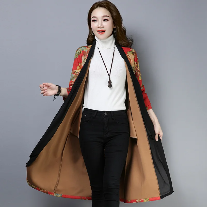 

Middle-aged WOMEN'S Apparels Long Trench Coat 2019 New Style Fashion Loose And Plus-sized Middle-aged Women Dress Middle-aged Wo
