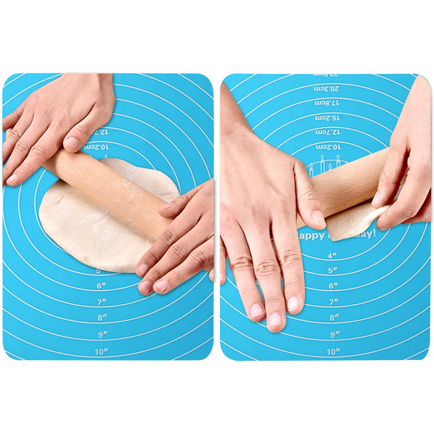 Behogar 30cm круглая Форма антипригарный силиконовый для торта для мастики тесто раскатка, выпечка коврик со шкалой для Кухня Пособия по кулинарии инструменты