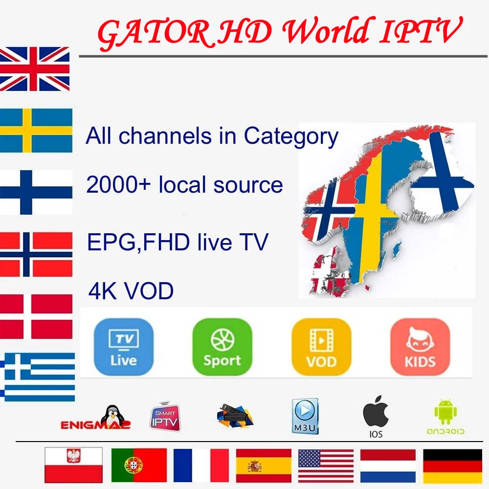 X96 Max Smart tv Box с 1 год Gator IP tv подписка 6700+ Live КАНАЛЫ Android8.1 телеприставка 4K HD медиаплеер IPTV коробки