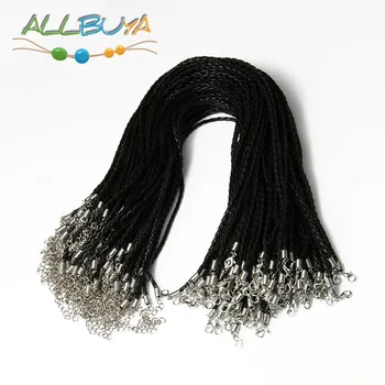 

10pcs/lot Handmade Leather Adjustable Braided Rope Chain Necklace Pendant Charms Jewelry Findings Lobster Clasp String Cord 3mm
