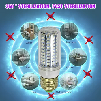 

LED UV Germicidal Lamp Light Corn Bulb Anti UVC E27 10W 102 Sanitizer for Household Rooms Protection Supplies