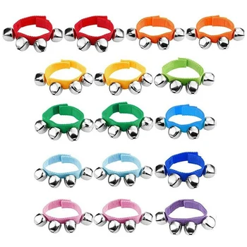 

16 Pcs Orff Musical Instruments Wrists with Jingle Bells Music Rhythm Toys Dance Bell Children's Educational Toys, Random Colors